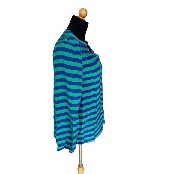 Lilly Pulitzer Green and Blue Striped Blouse 100% silk size XS - Picture 7 of 7